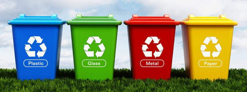 Colorful recycling bins for waste segregation